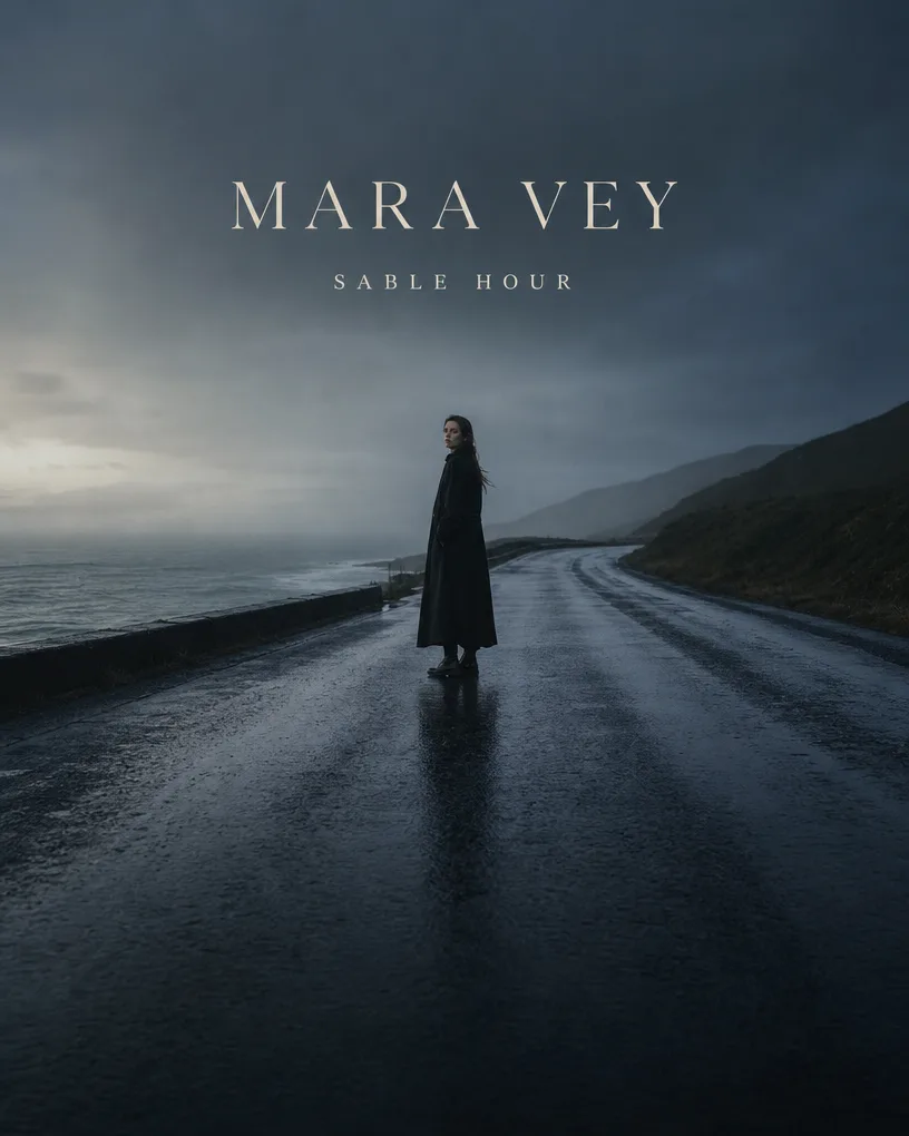 Moody album cover, a lone figure on a rain-soaked road